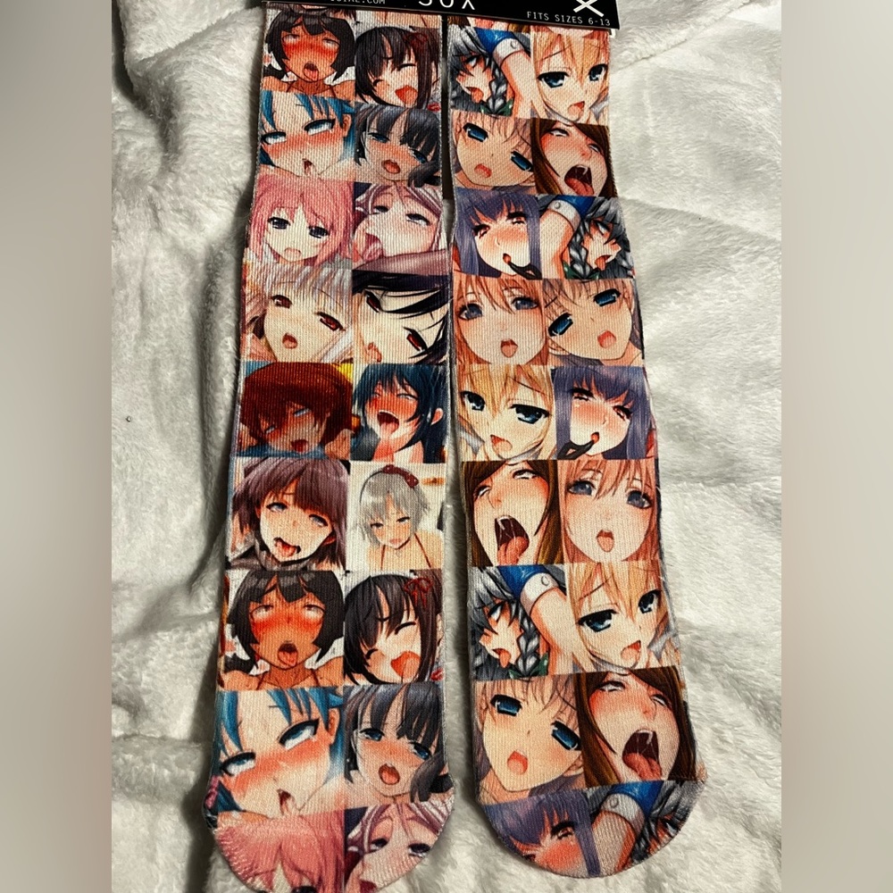 All natural 'Anime characters’ 100% cotton Unisex socks one size fits all 6-13